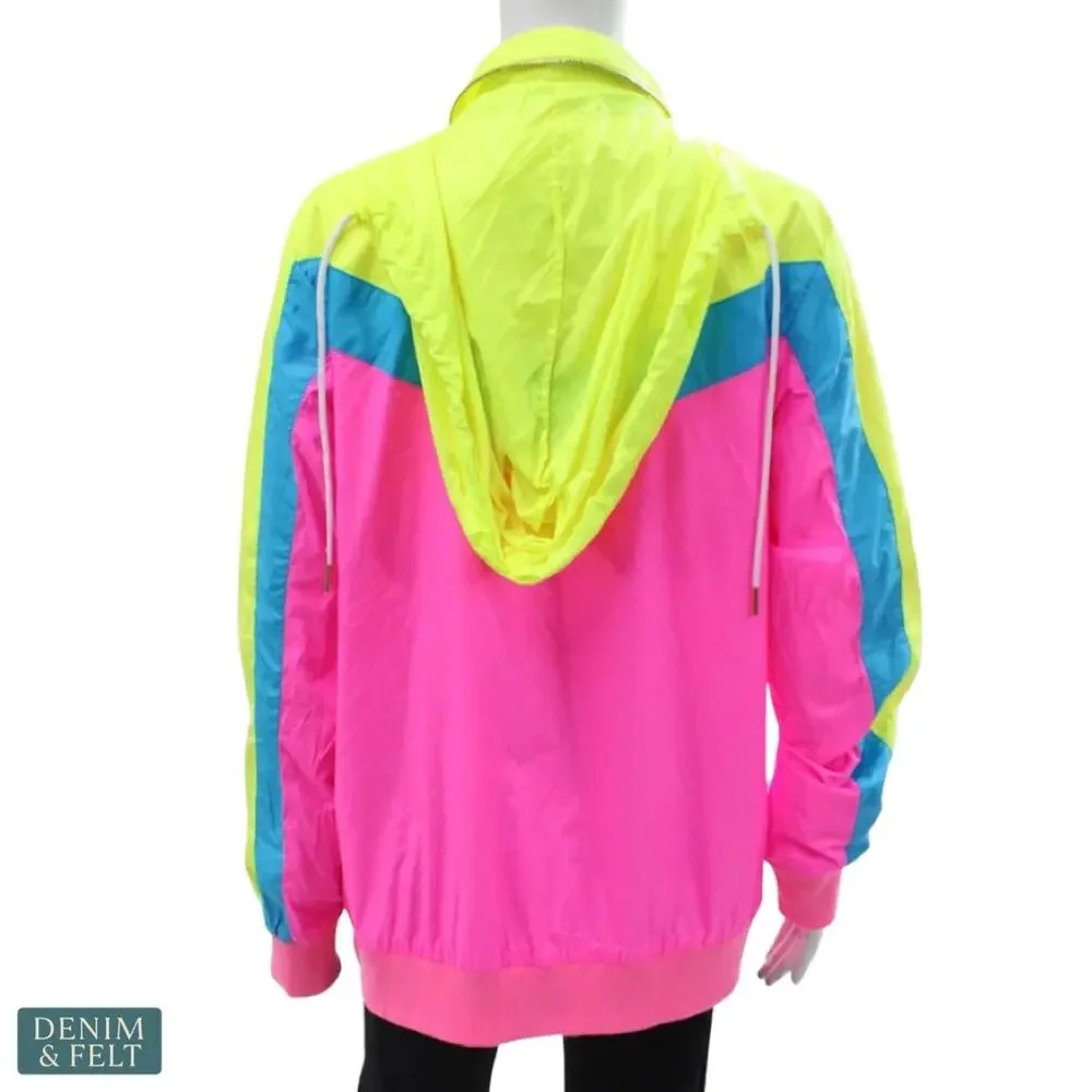 Aviator Nation Neon Pink Windbreaker Jacket Retro Surf Colorblock‎ Men Large